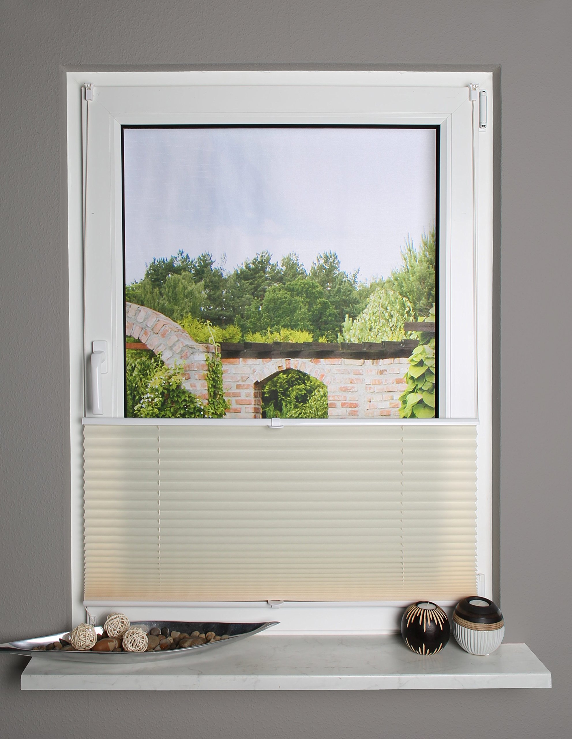 Plisseerollo UP&DOWN, beige, 130 × 40 cm