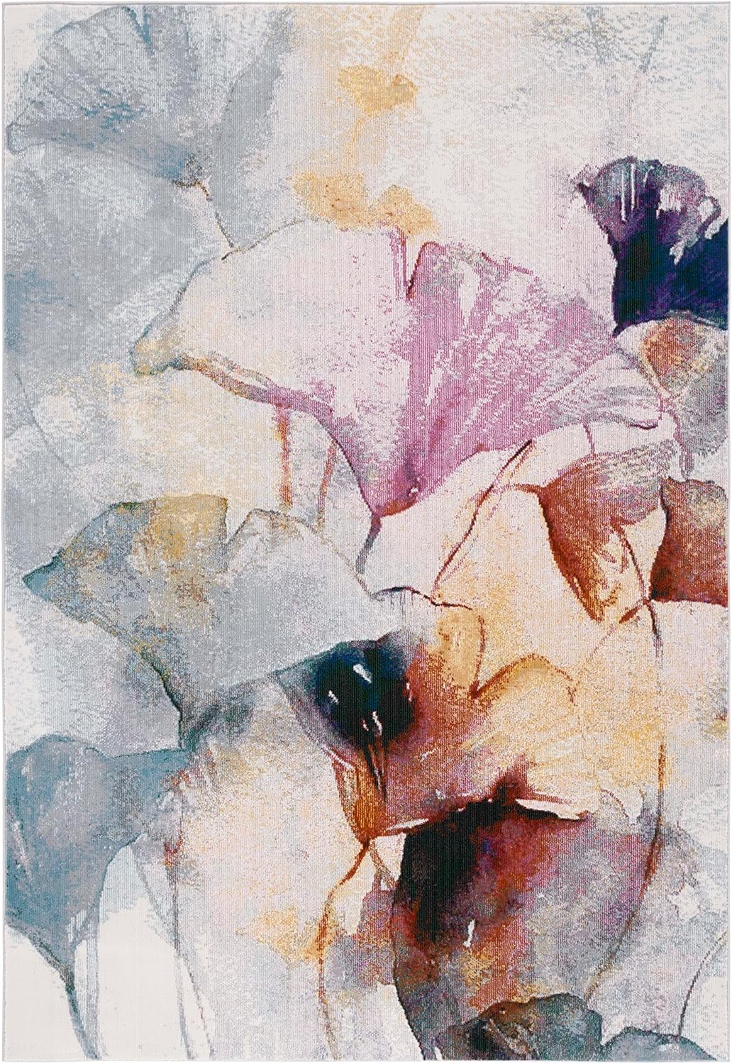 SAFAVIEH Area Rug 8x10 - Art Studio Collection - Large - Ivory & Rust, Modern Watercolor Design, Non-Shedding & Easy Cleaning, Ideal for Living Room, Bedroom, Office, Dining Space (ASD120A)