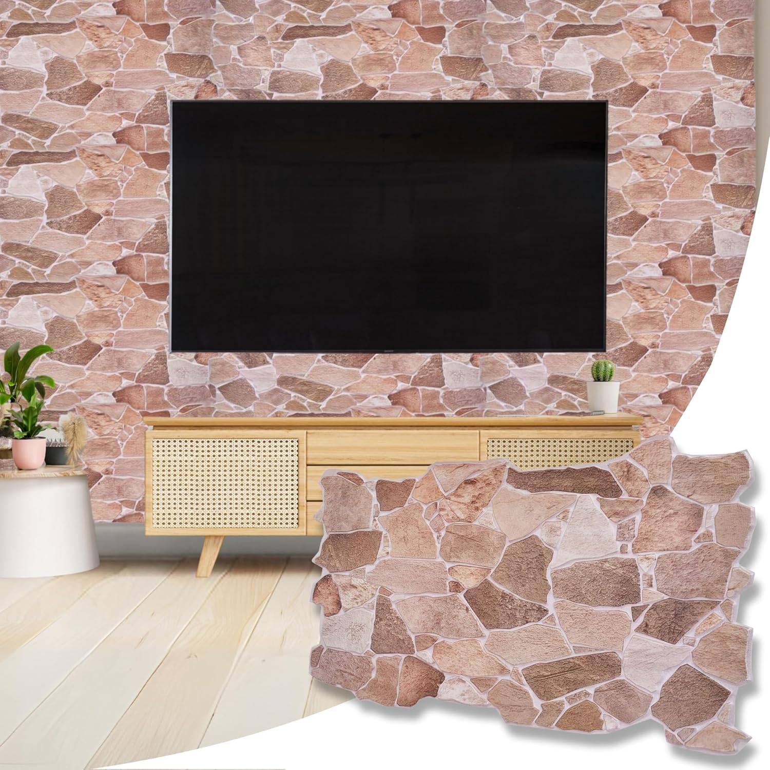 NOVECRAFTO Stone Effect 3D Wall Panels - 37.79 x 18.89 in (96x48cm) -4 ...