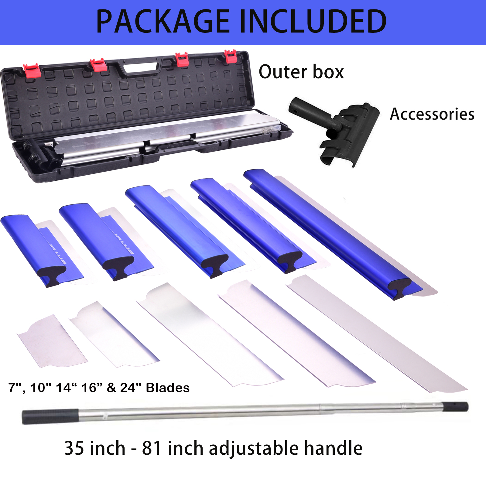BHTOP Drywall Tools Skimming Blade with Extension Handle - 7