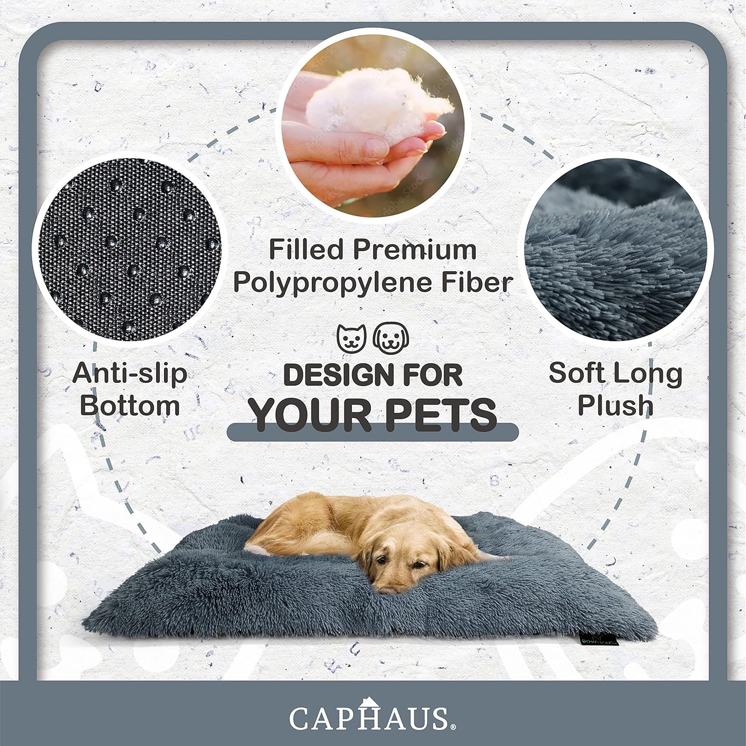review CAPHAUS 35/43 Inch Deluxe Plush Crate Pet Bed, Shaggy Pillow Dog Bed, with Anti-Slip Bottom, Washable, Anti-Anxiety Fluffy and Soft Kennel Pad for Small/Medium/Large Dogs in Pink, Dark Gray, Black