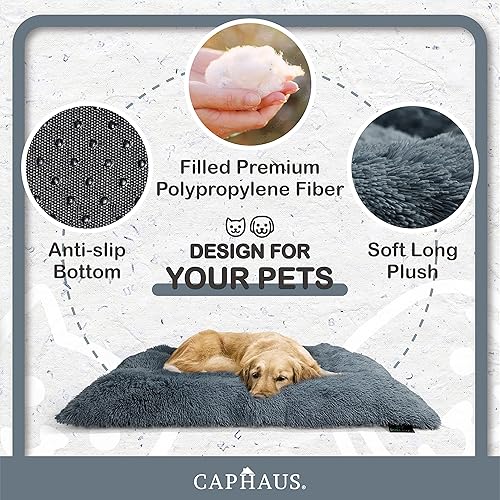 Miniatura 4 de CAPHAUS Cama de felpa para mascotas de 3543 pulgadas, con parte inferior antideslizante, lavable, antiansiedad, esponjosa y suave para perros