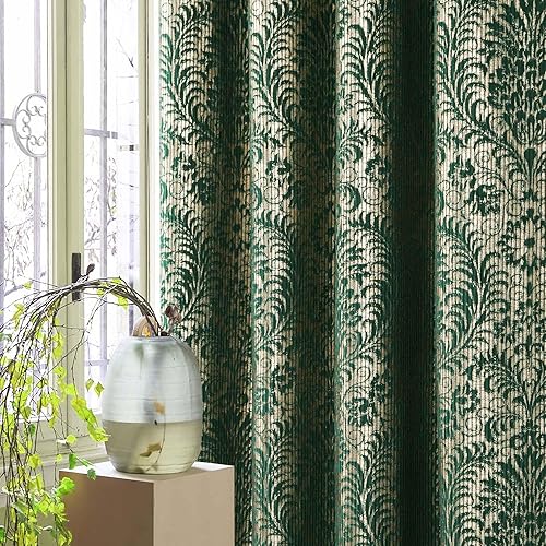 Miniatura 10 de always4u Cortinas de terciopelo 100% opacas con aspecto metálico, estampado geométrico, cortinas de textura de lujo para sala de estar, dormitorio,