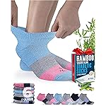 Doctor\'s Select Viscose Bamboo Ankle Diabetic Socks for Women and Men - 6 Pairs | Super Soft, Non Binding, Loose Wide Top Color Block