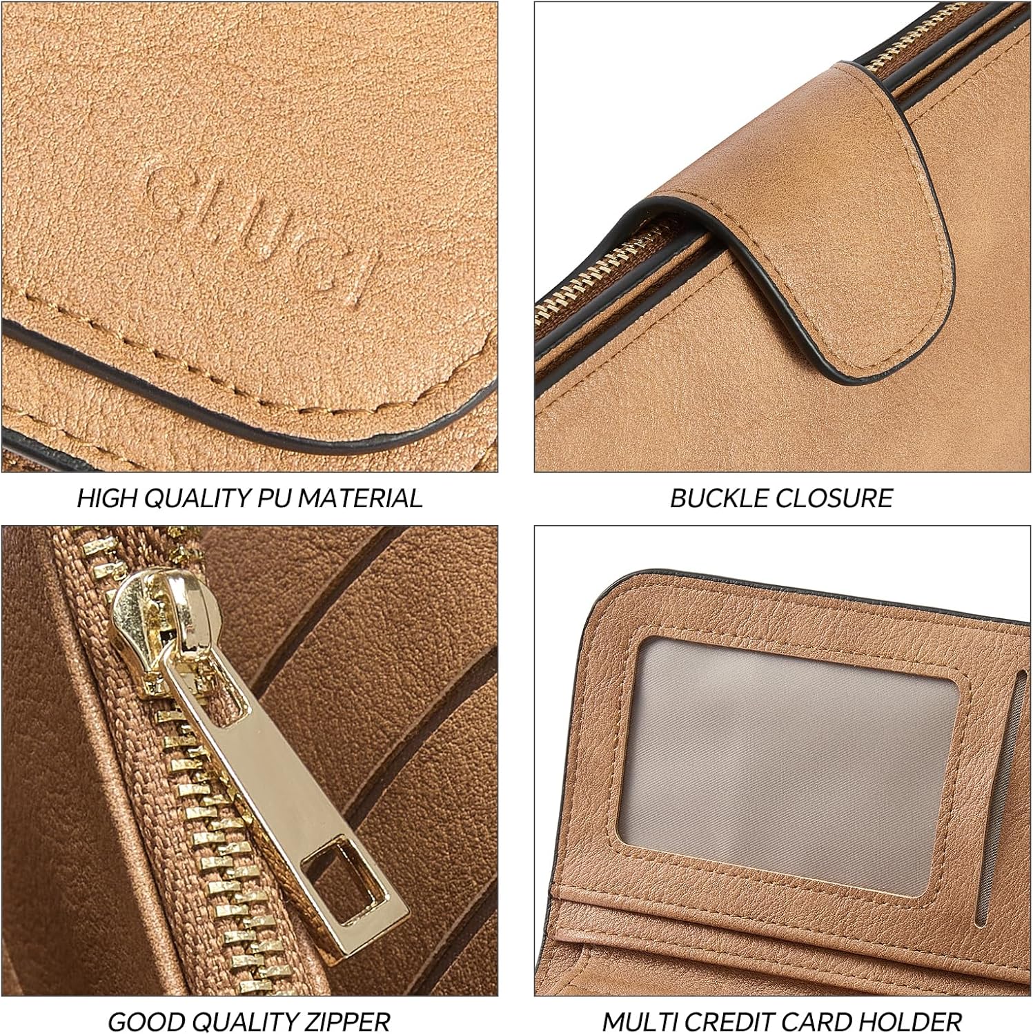 CLUCI Wallet For Women PU Leather RFID Blocking Womens Wallet Bifold Card Holder with ID Window Gifts for Women Birthday | RFID Blocking, Designer, Trifold, Card Holder, ID Window - Image 4