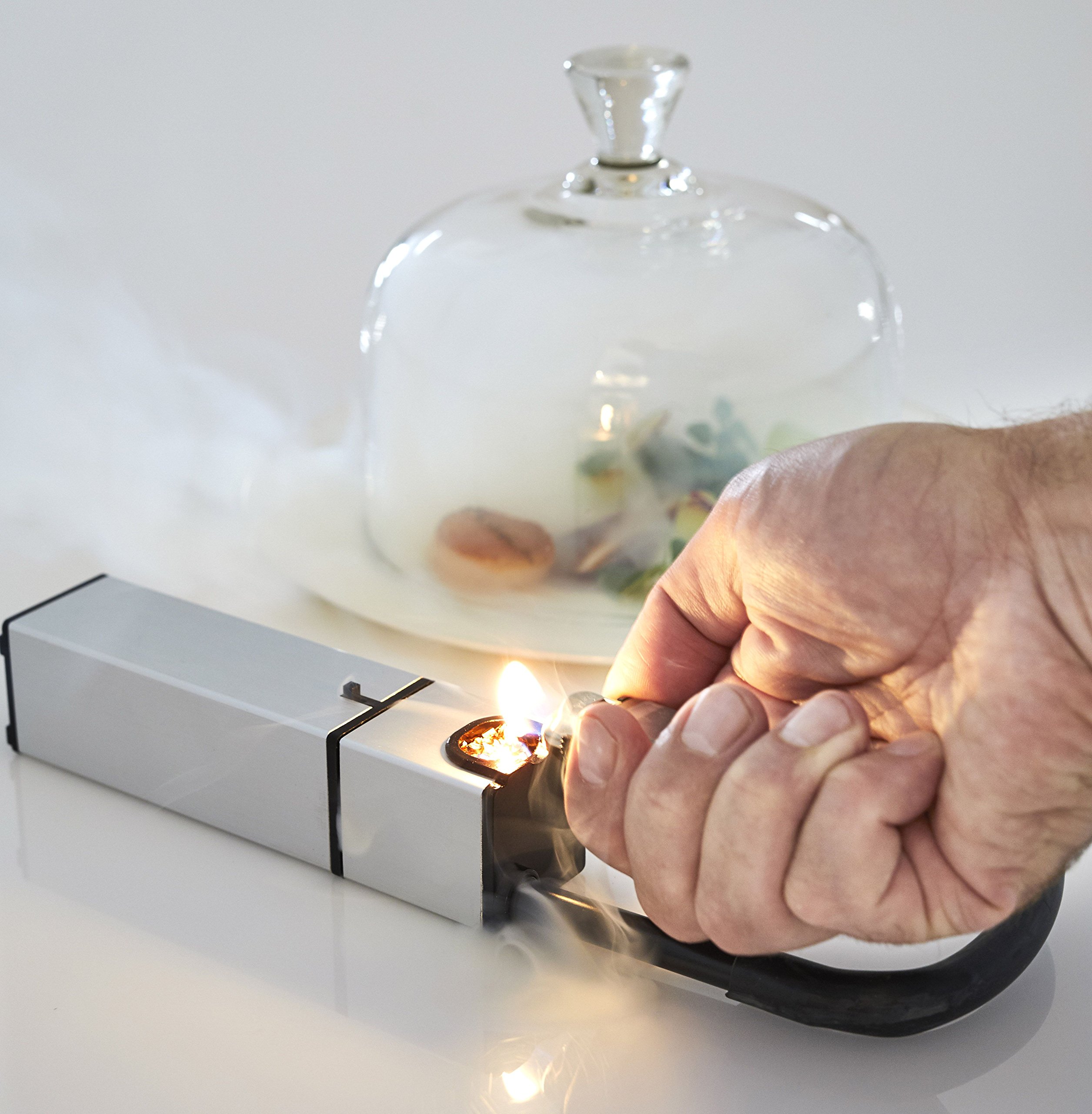 Gastronoma 16310205 Mini Food Smoker - Pistola de ahumar para alimentos – Smokin Gun – Dispositivo para ahumar – Diseño de acero inoxidable y funcionamiento con pilas – Gris