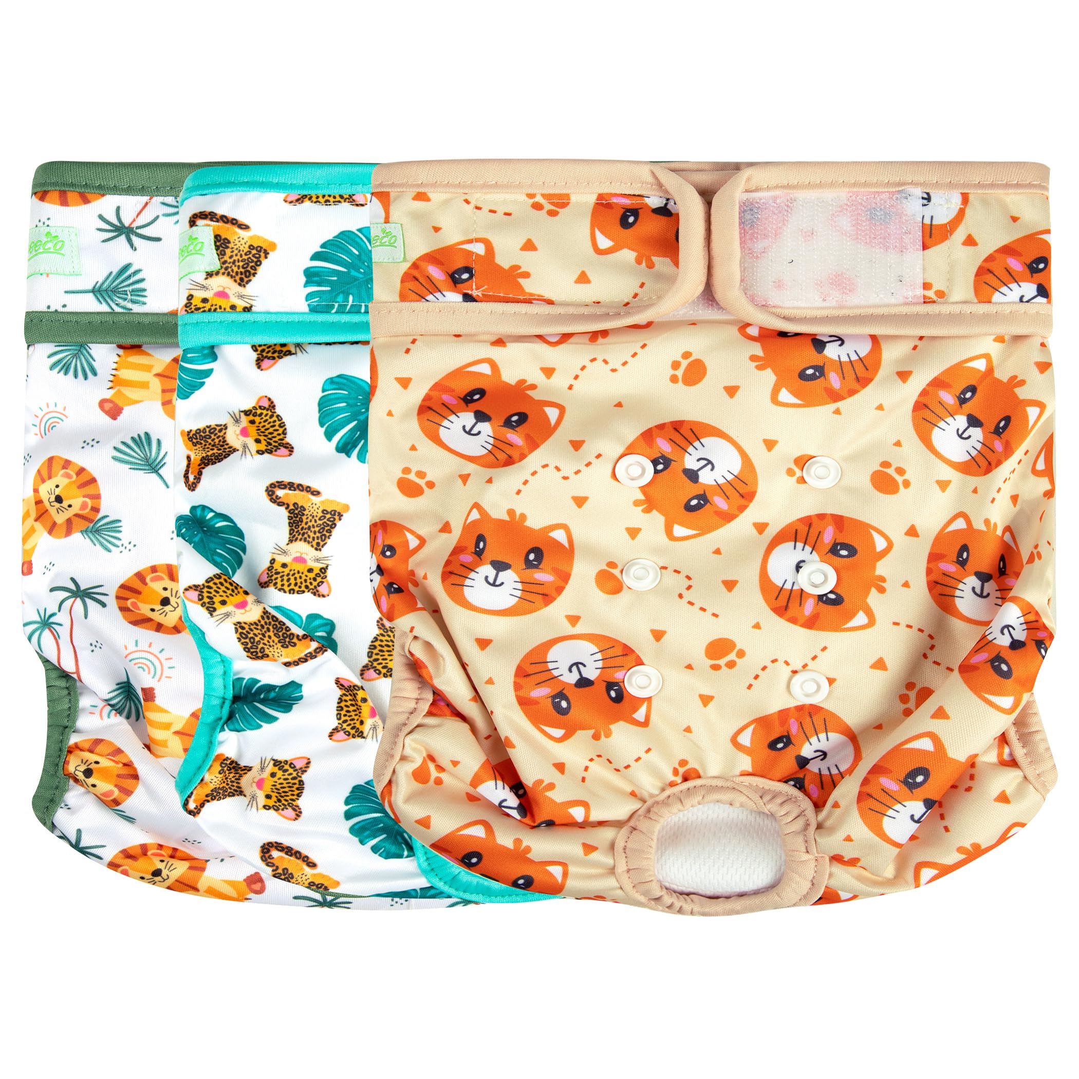 wegreeco Washable Female Dog Diapers Highly Absorbent Reusable Diapers for Dog in Heat Period, 3 Pack (The King of Forest, Small)