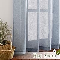 Vista 142 de NICETOWN Cortinas semitraslúcidas con textura de lino, con ojales, tratamiento de ventanas, cortinas verticales de lino con filtro de luz para sala