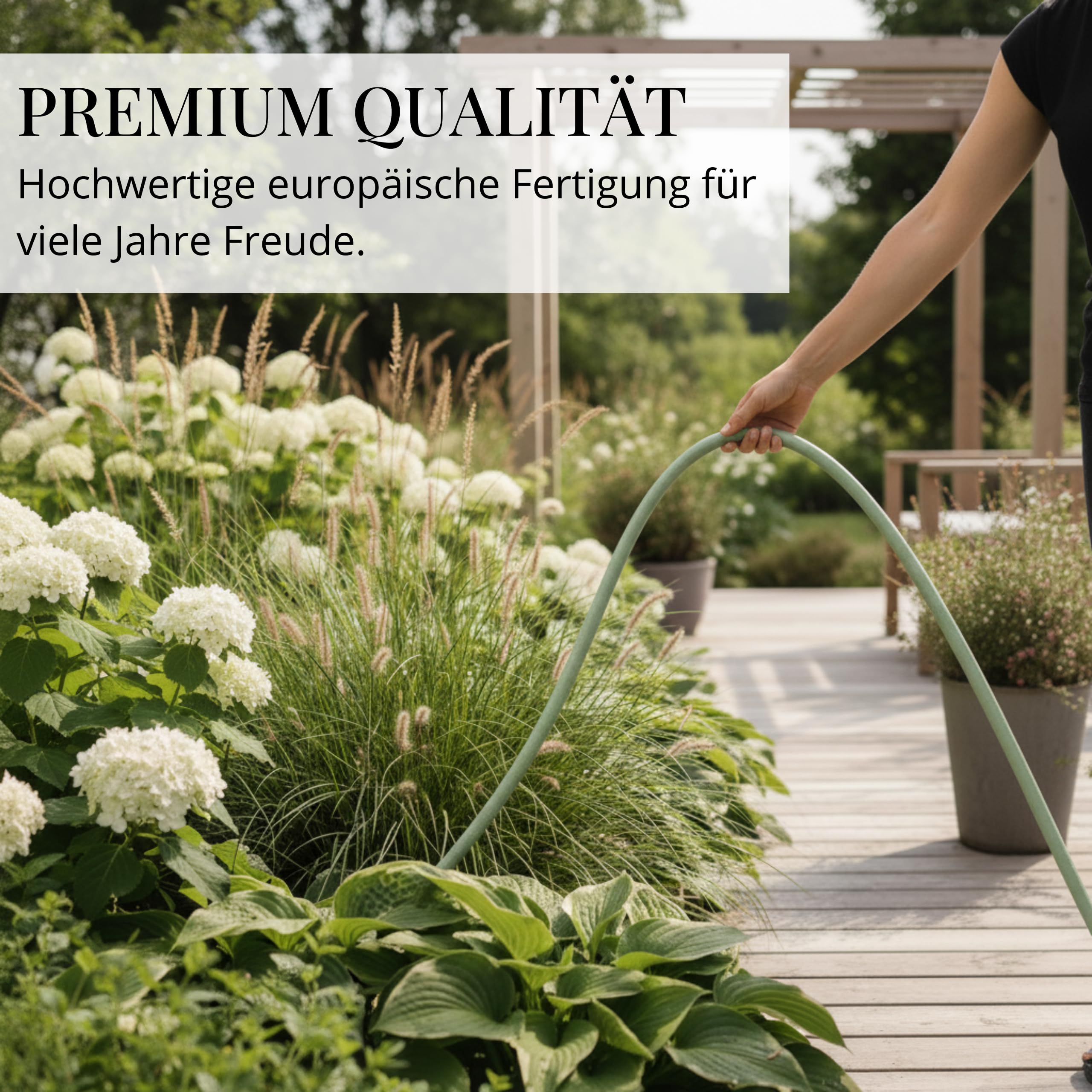 LIVLIG Gartenschlauch 30m, flexibler Premium Wasserschlauch aus 60 Prozent Recyclingmaterial, UV beständig, knickfest, Design Gartenschlauch 1/2 Zoll in Grün