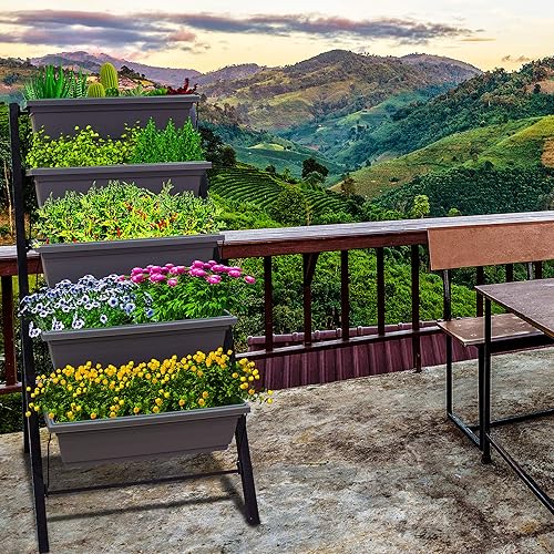 Miniatura 7 de Jardinera vertical de 4 pies - 5 niveles, apta para uso alimentario, jardinera para exteriores e interiores, perfecta para cultivar tus hierbas,