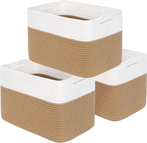 MINTWOOD Design Paquete de 3 cestas de almacenamiento para estantes, sala de juegos y aula, cesta de libros, cubos de almacenamiento decorativos,
