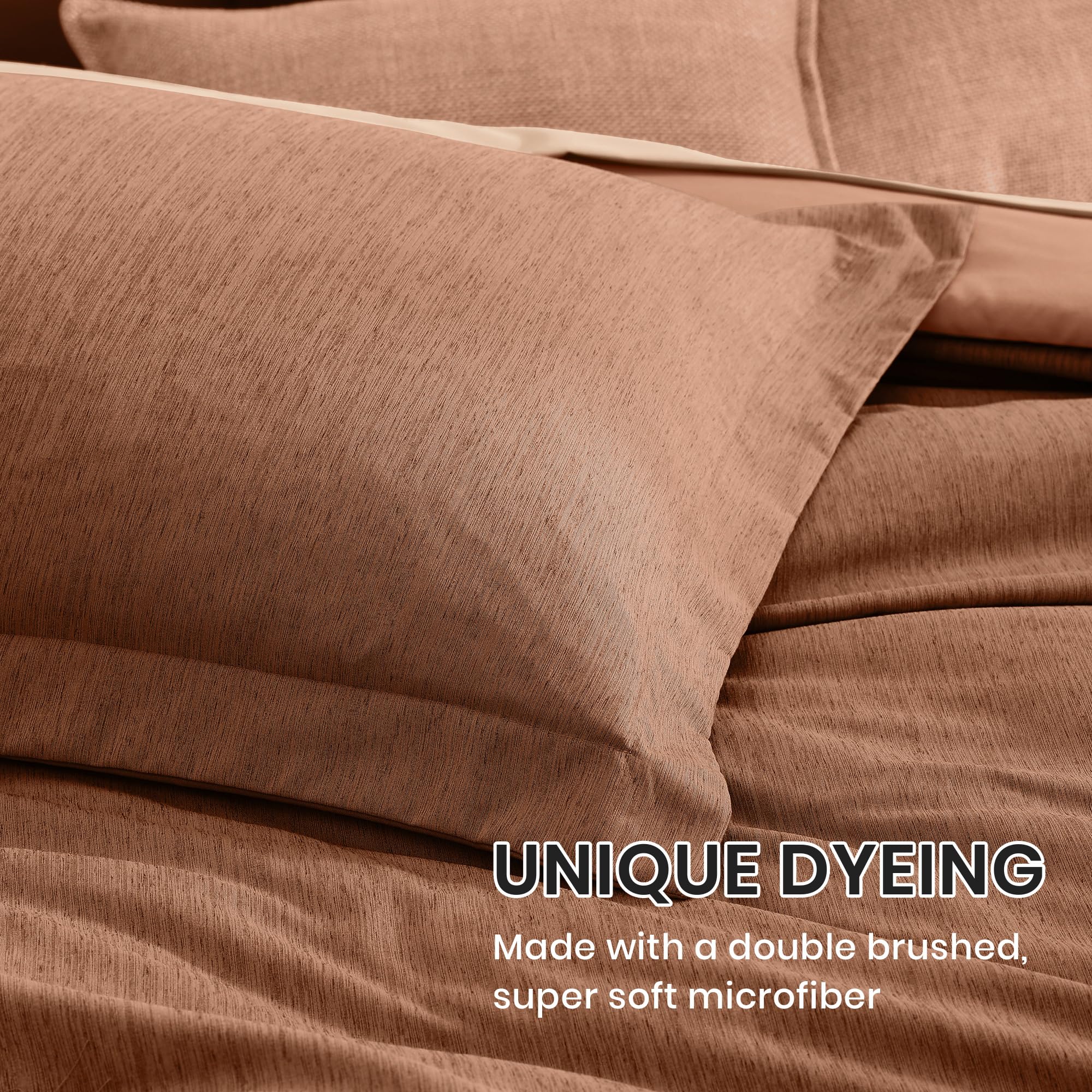 Monbix Queen Comforter Set - 7 Pieces Cationic Dyeing Olive Green Bed in a Bag Queen Bedding Sets with Comforter, Sheets, Pillowcases & Shams, Reversible Bedding Comforters Sets