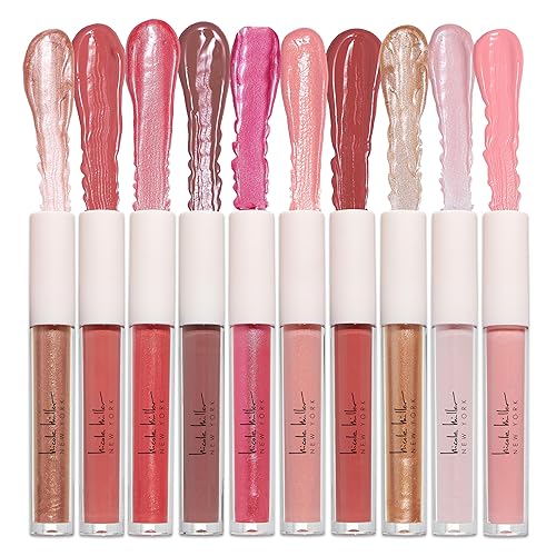Vista 18 de Nicole Miller New York Beauty Concept - Juego de brillo de labios de 15 piezas, Glamorous Rosy Nude Shades - Beauty in Clear Bottles, 0.07 onzas