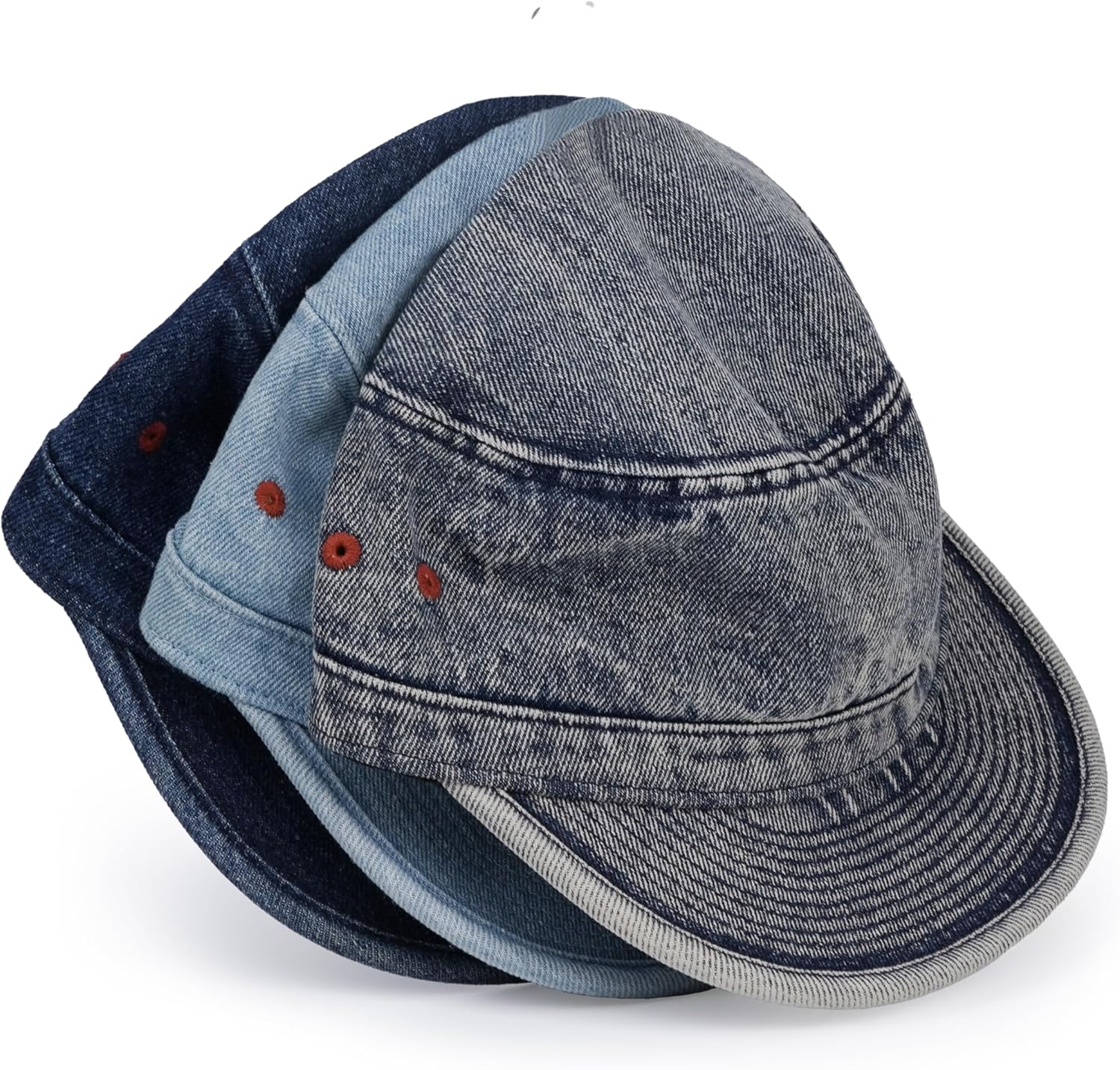 CLAPE Unisex Cadet Army Caps Denim Cotton Military Caps Adjustable Vintage Flat Top Hat for Men Women