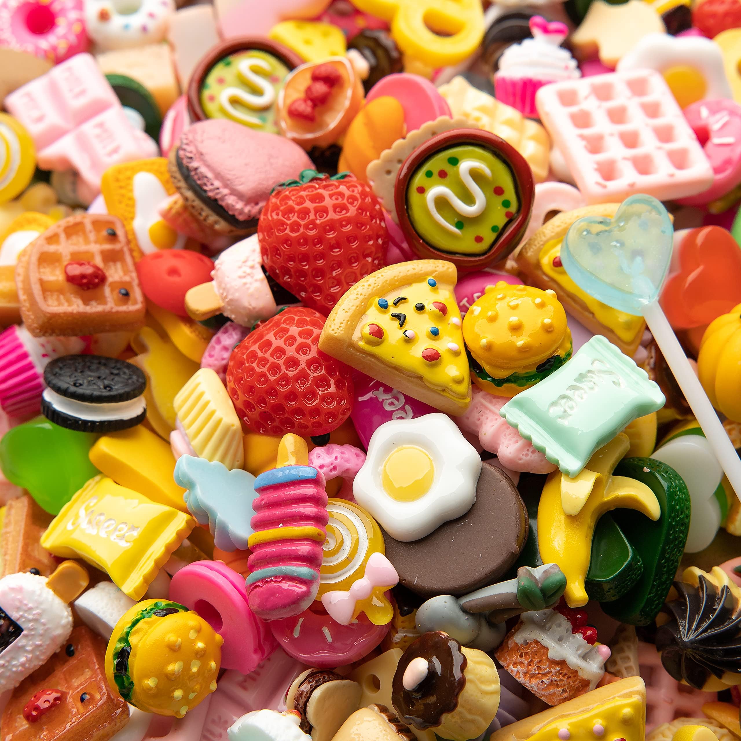 LEEXINLUU Slime Charms Food Cute Set - Mixed Lot Assorted Food Resin Flatback Cute Sets for DIY Crafts Making,Decorations,Scrapbooking,Embellishments,Hair Clip 25pcs
