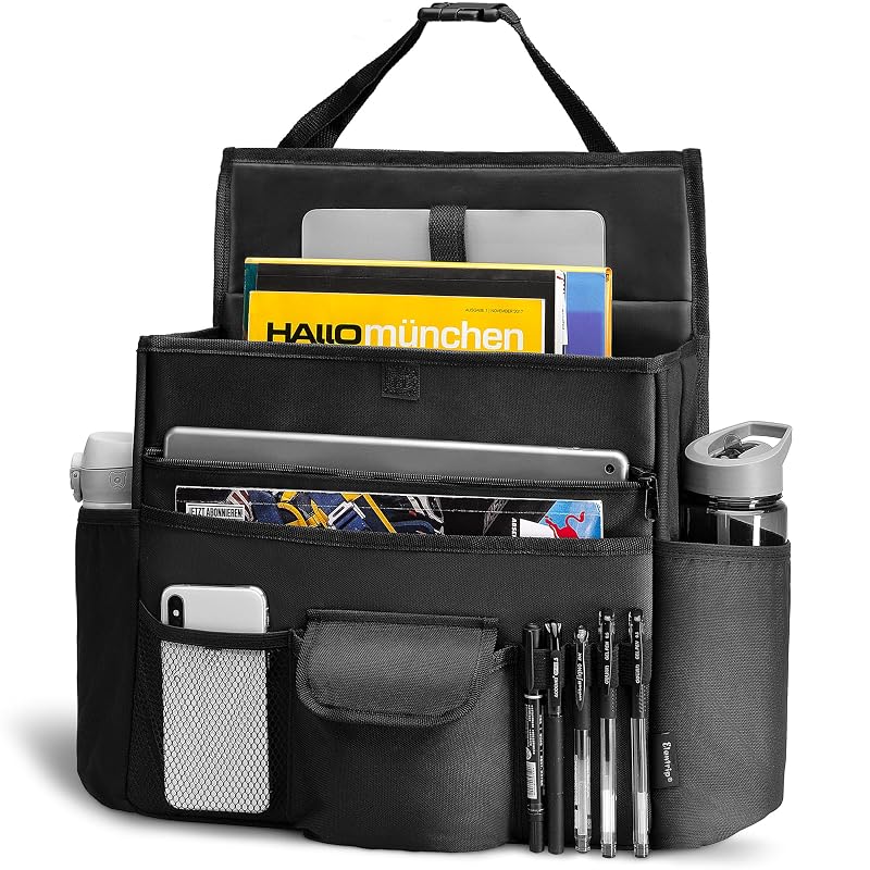 Organizador para Encosto de Banco de Carro Elantrip com Bolsos e Alças Ajustáveis Preto