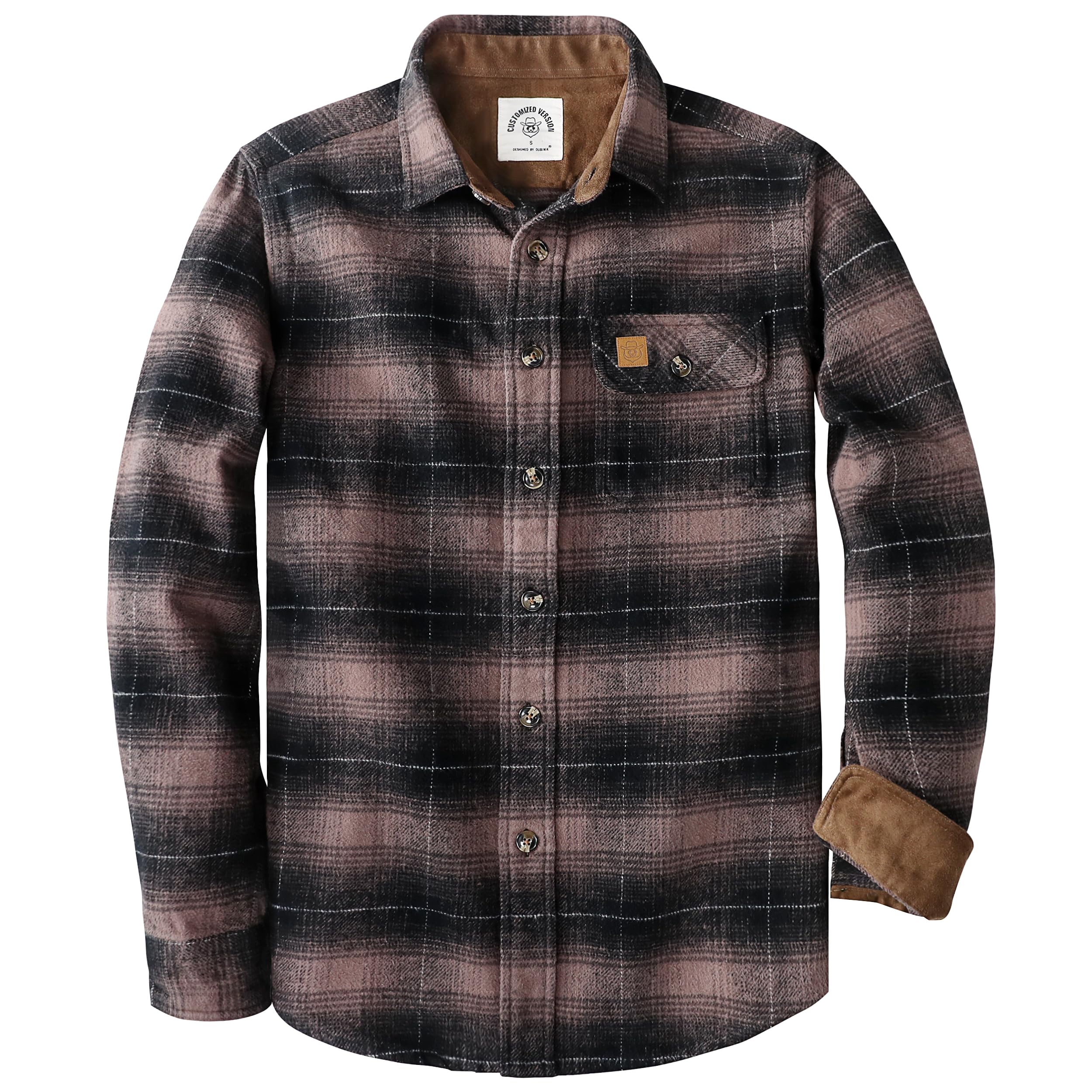 Dubinik® 13oz Super Schweres Flanellhemd Herren Hemd Langarm Kariert Warmes Casual Baumwolle Schwer Button Down