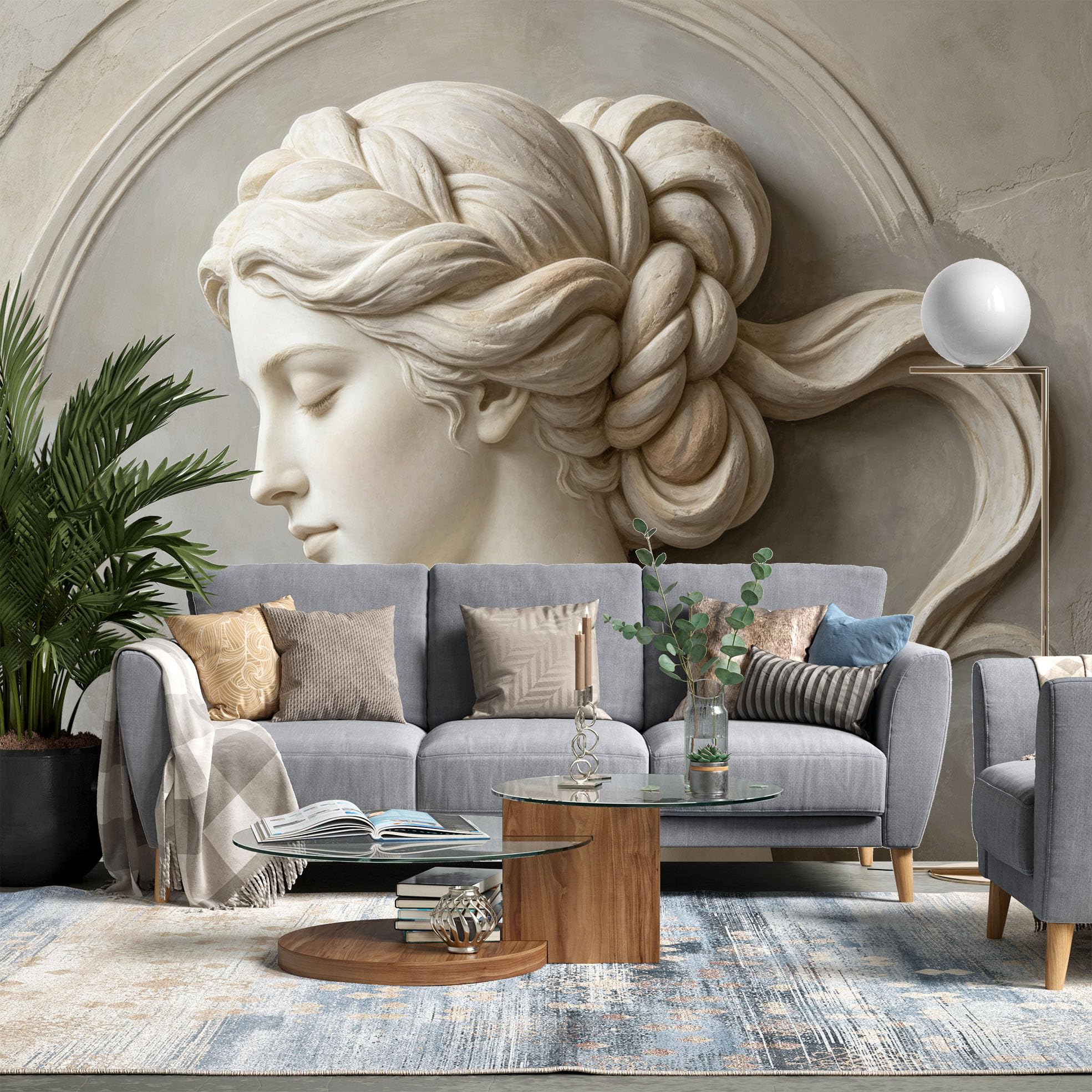 Papier Peint Photo 3D 210 x 150 cm Motif Déesse Classique Intissé Art Mural Inspiré la Sculpture Décoration Moderne pour Salon Ou Chambre.