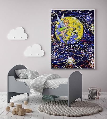 Miniatura 2 de Uhomate Peter Pan Never Grow Up Princess Tinkerbell Vincent Van Gogh - Pósteres de noche estrellada para el hogar, lienzo para pared, decoración de