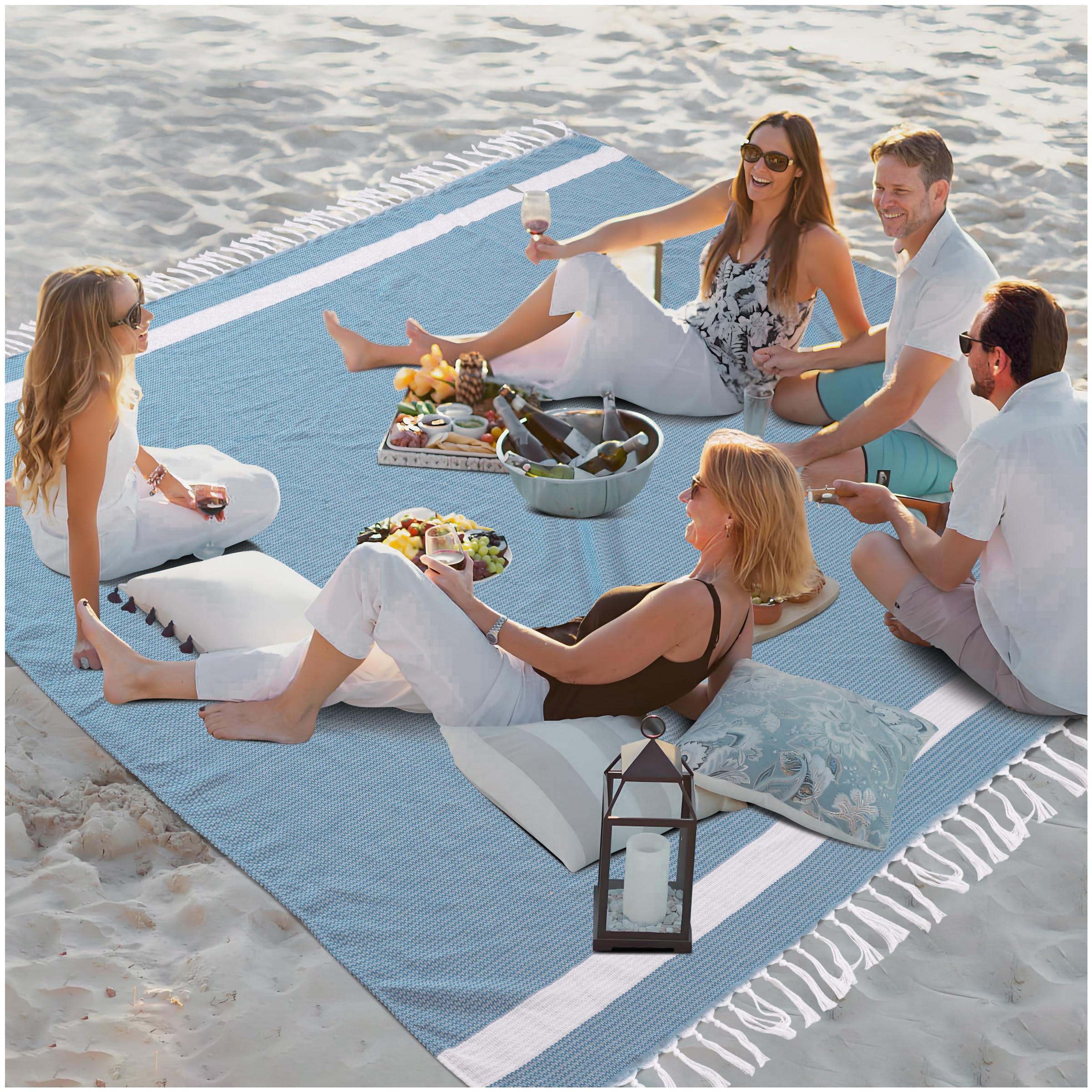 Jumbo Turkish Beach Towel Blanket Picnic Ourtdoor Mat Oversized Sandproof Fast Dry Thin Extra Large Xl Big Huge Compact Soft Cotton Neutral Cute