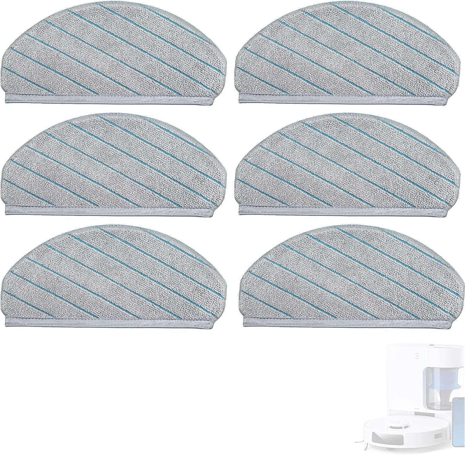 KiimSin Mop Cloths Accessory Set for Ecovacs Deebot N20 Pro Plus / N20 / N20 Plus Robot Vacuum Cleaner, Microfiber Mop Cloth Replacement Parts, 6 Pack
