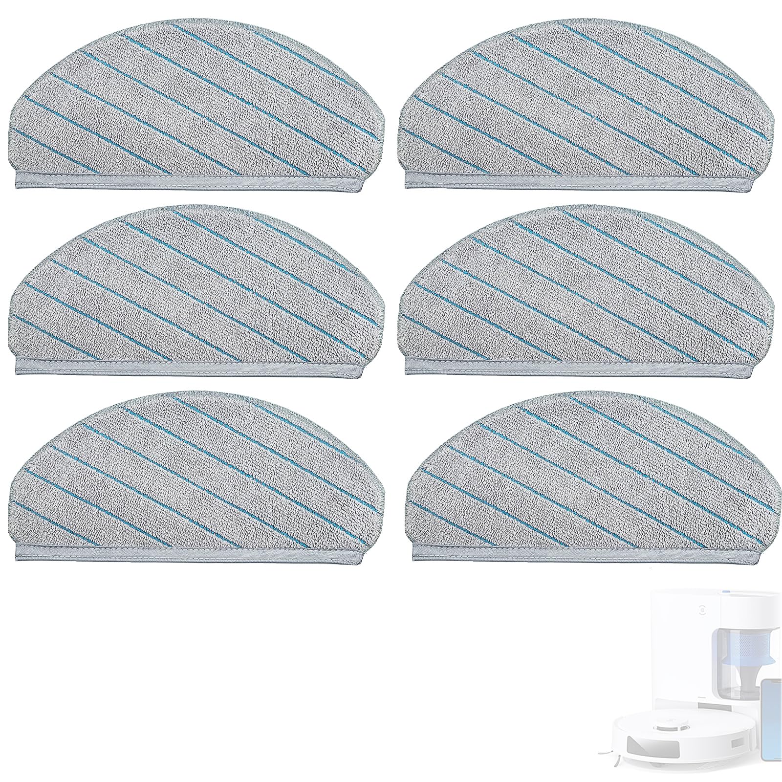 KiimSin Mop Cloths Accessory Set for Ecovacs Deebot N20 Pro Plus / N20 / N20 Plus Robot Vacuum Cleaner, Microfiber Mop Cloth Replacement Parts, 6 Pack