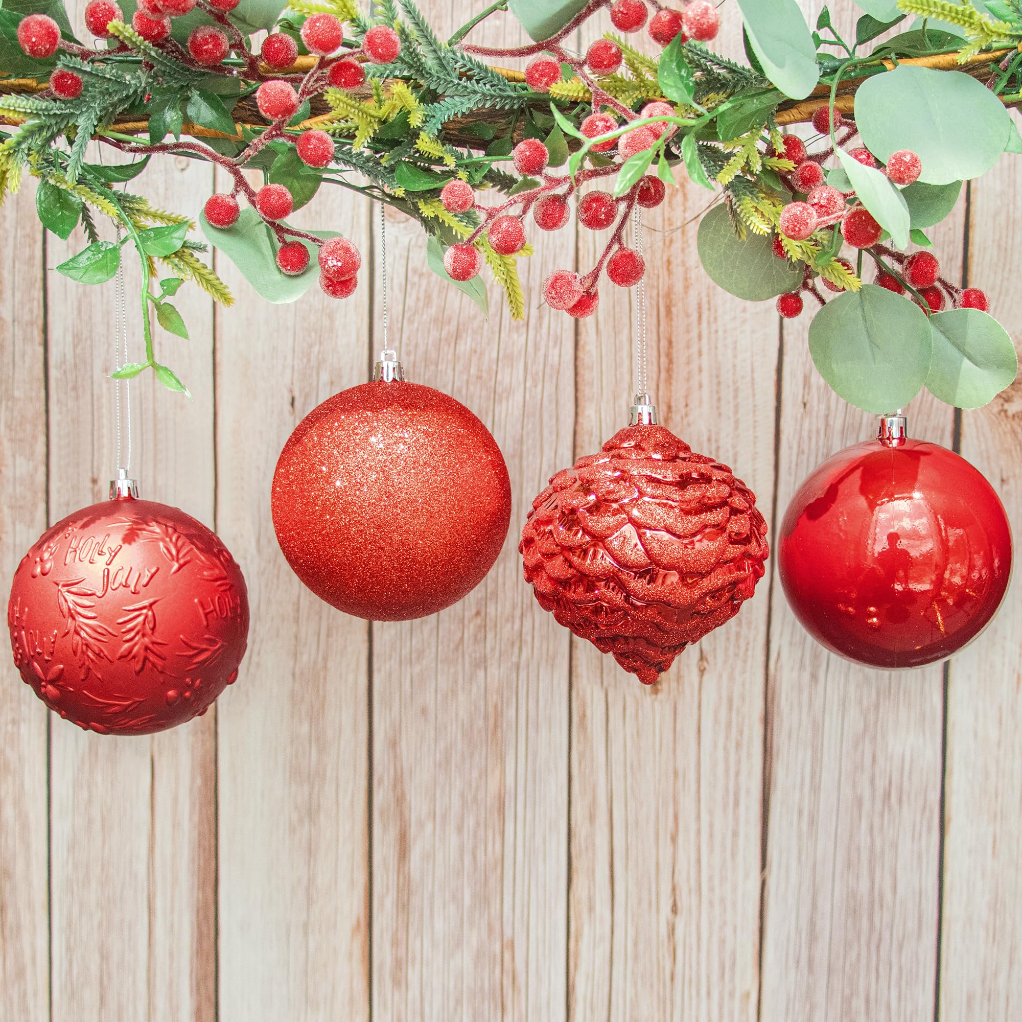 Busybee Unbekannt Palline di Natale 16 Pezzi 10 cm Rosso Palline Natalizie Ornamento di Palla di Natale per la Decorazione dell'albero di Natale