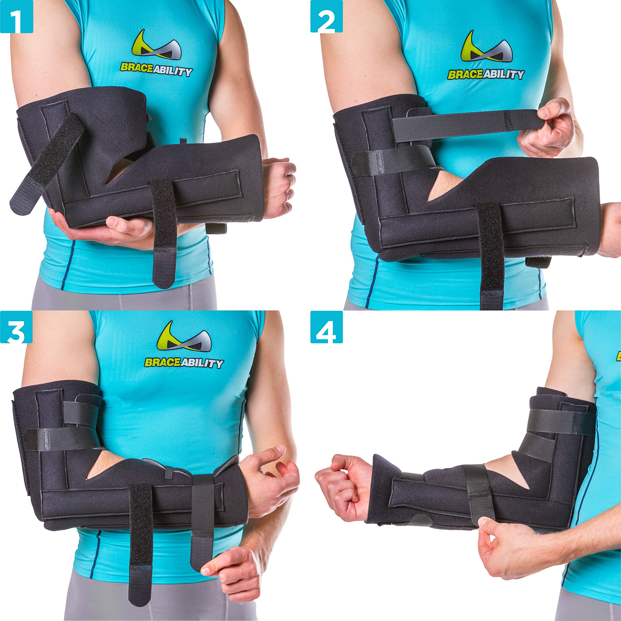 BraceAbility Elbow Immobilizer Brace Removable Long Arm Cast and Soft