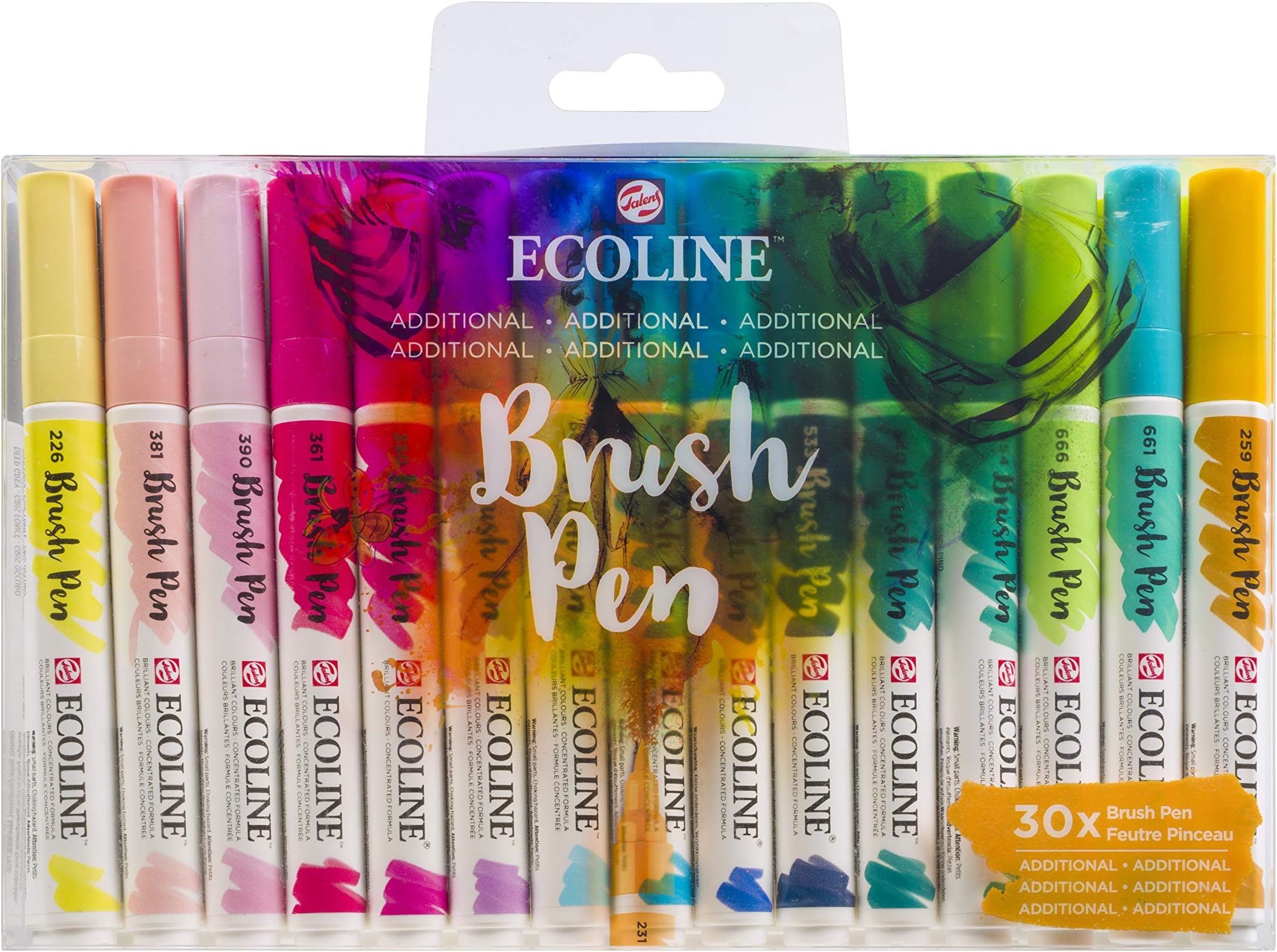 Brush Pen Set of 30 Liquid Watercolor Pens – Additional Colors | Blendable Brush Markers for Hand Lettering, Drawing, & Crafts