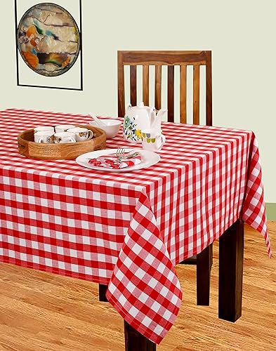 Miniatura 2 de Urban Villa - Mantel de mesa de Navidad, para cocina y comedor, 100% algodón, para fiestas, bodas, festividades, cenas, color rojoblanco,