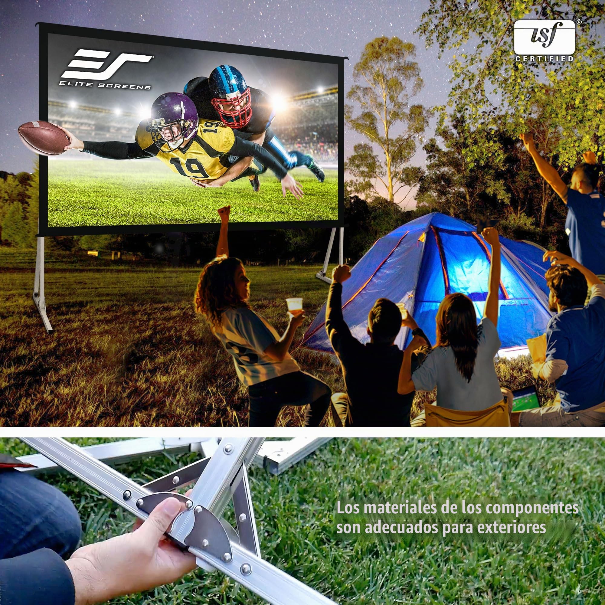 Elite Screens Pantalla de proyector de 120 Pulgadas, Pantallas de Cine para Interiores y Exteriores, Soporte de proyección Plegable portátil Independiente 16:9, Cine en casa, OMS120H2