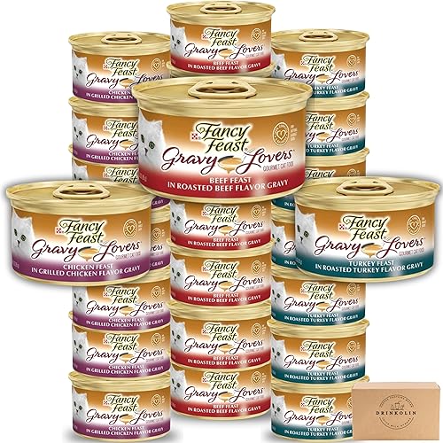 Miniatura 2 de Purina Fancy Feast Gourmet - Alimento húmedo para gatos, salsas, aves y carne de res, paquete variado (24). Latas de 3 onzas