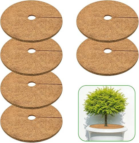 ZeeDix 6 Stück Kokosfasern Mulchring Baumschutz Matte, 45 cm Kokosfaser Baumschu