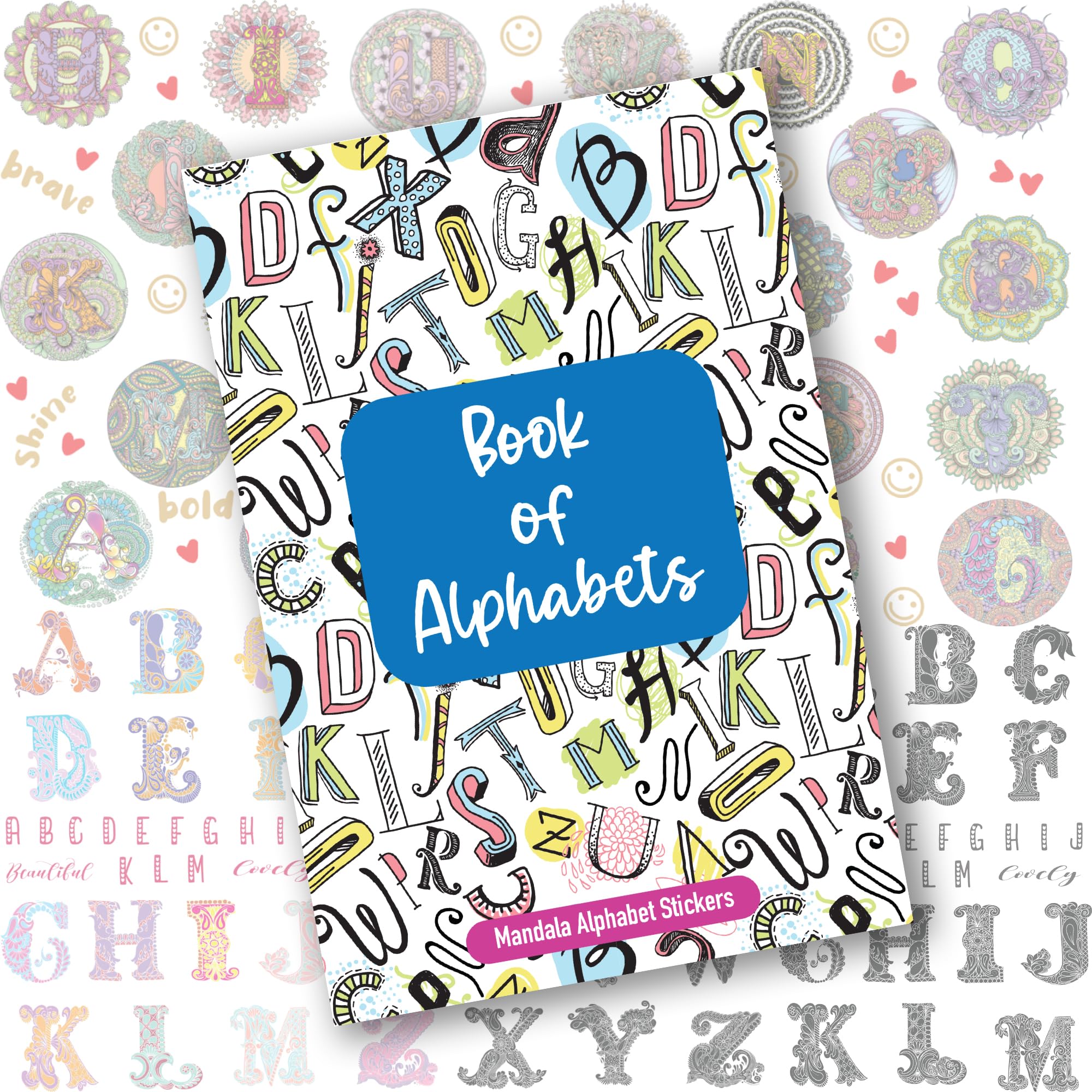 Ambiyaa A to Z Alphabet in 3 Styles - Mandala, Colored Artistic