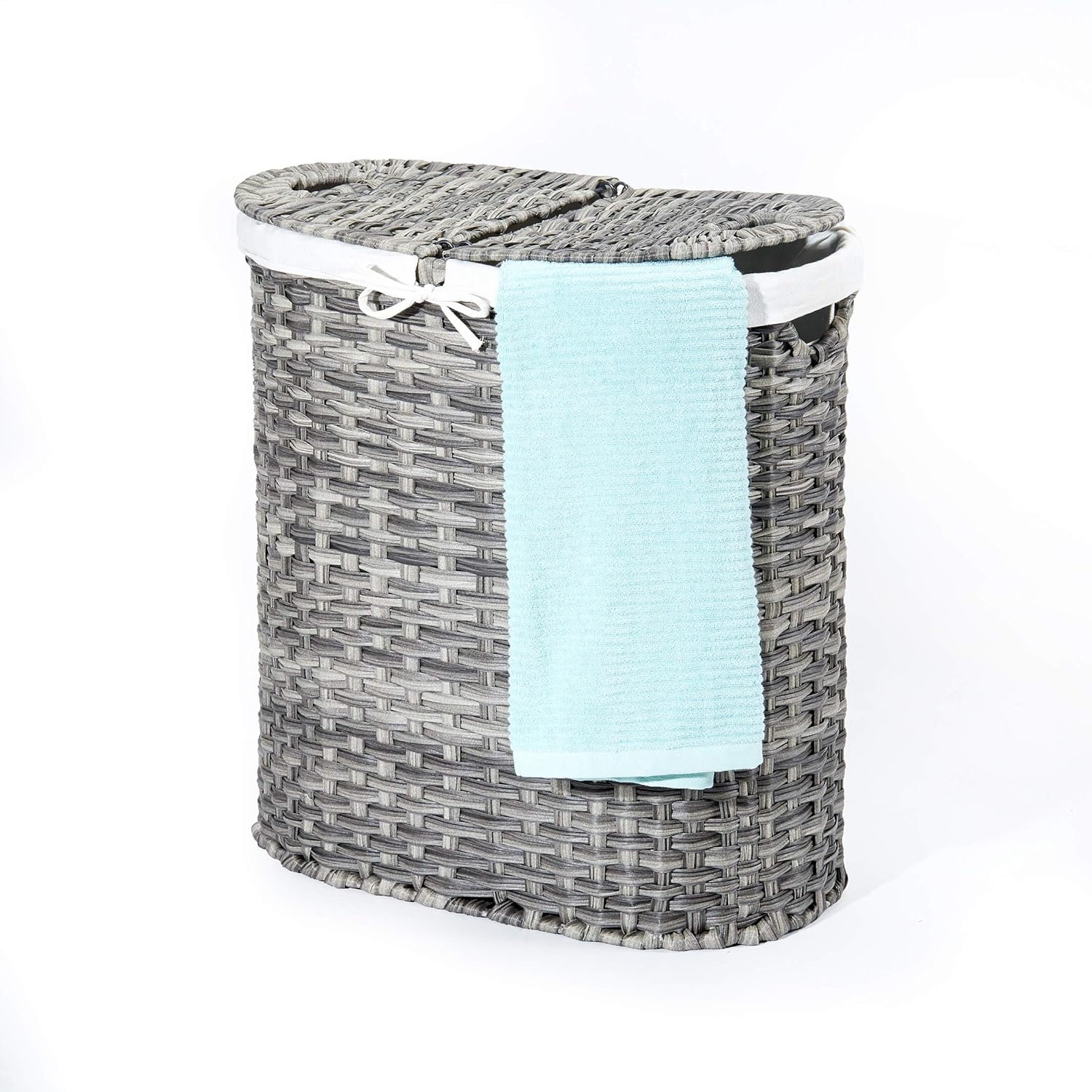 Seville Classics Handwoven Oval Double Lidded Removable