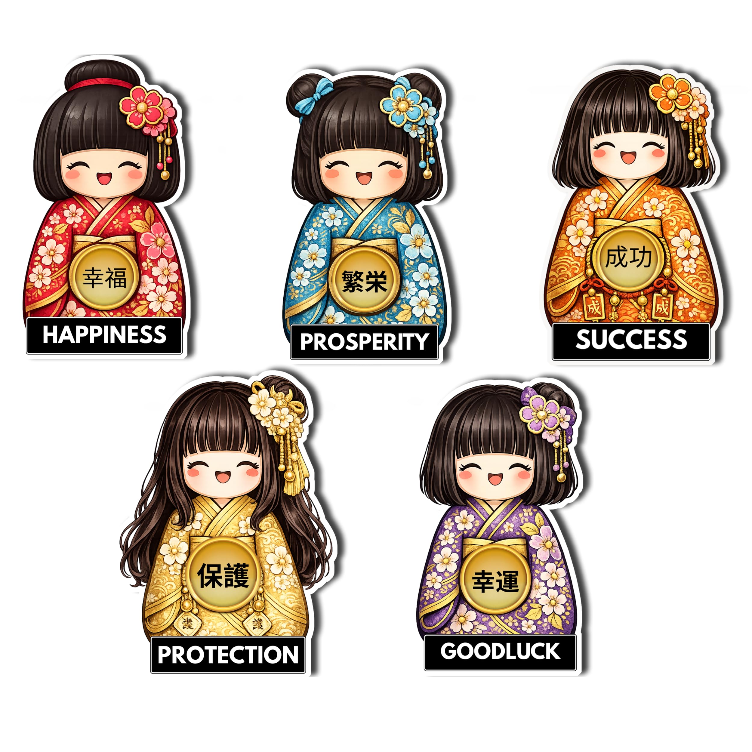 Japanese Kokeshi Lucky Doll MDF Fridge Magnet Set | Happiness Prosperity Success Protection Good Luck for House Warming Gifting Office-image-10