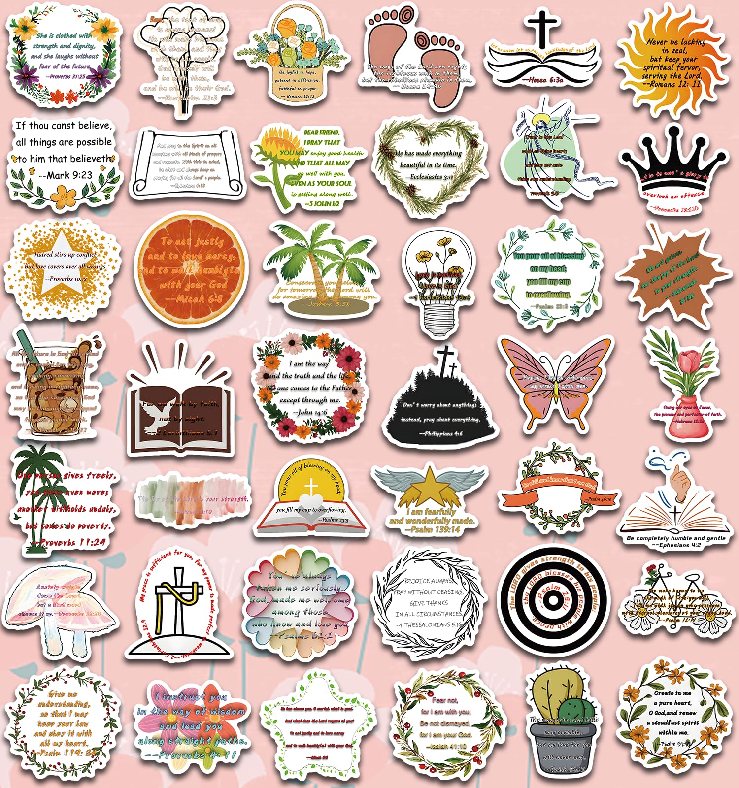 100Pcs Jesus Christian Stickers, Bible Verse Faith Sticker, Inspirational Decals for Water Bottles, Religious Easter Christmas Gifts for Adults Kids Men and Women