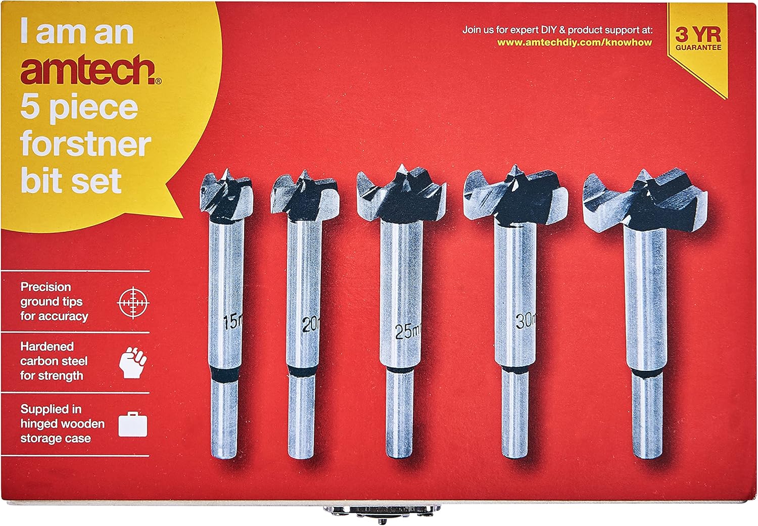 Amtech F3800 Forstner Bit Set (5 Pieces)