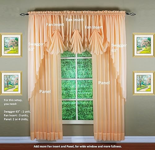 Miniatura 4 de Today's Curtain - Cortina Emelia de gasa original, panel de 84 pulgadas, melocotón, 60 pulgadas de ancho x 84 pulgadas de largo