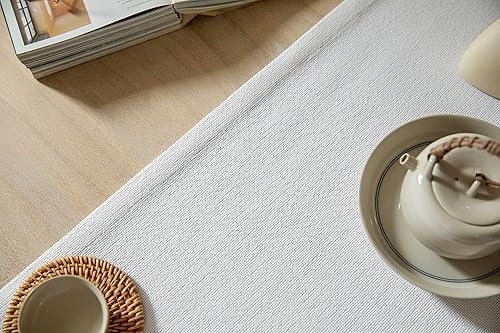 Miniatura 5 de ZeeMart Camino de mesa de arpillera estilo granja de 72 pulgadas de largo, camino de mesa de comedor tejido rústico blanco para uso diario, 14 x 72