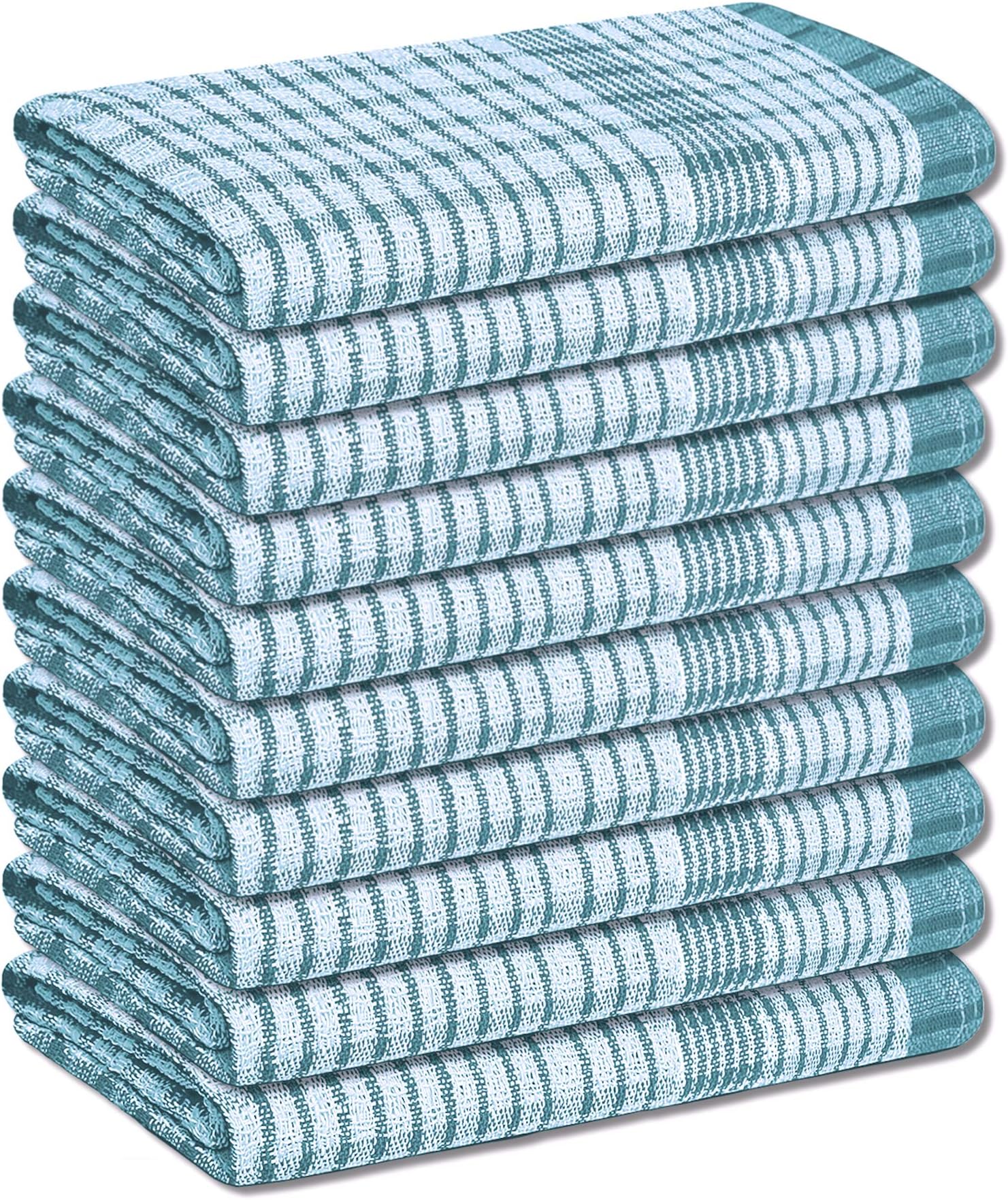 A & B TRADERS Wonderdry Tea Towels Kitchen Pack of 10, Cotton Absorbent Long Lasting Catering Cloths (Green)
