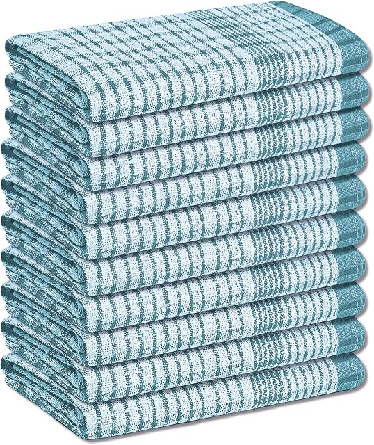 A & B TRADERS Wonderdry Tea Towels Kitchen Pack of 10, Cotton Absorbent Long Lasting Catering Cloths (Green)