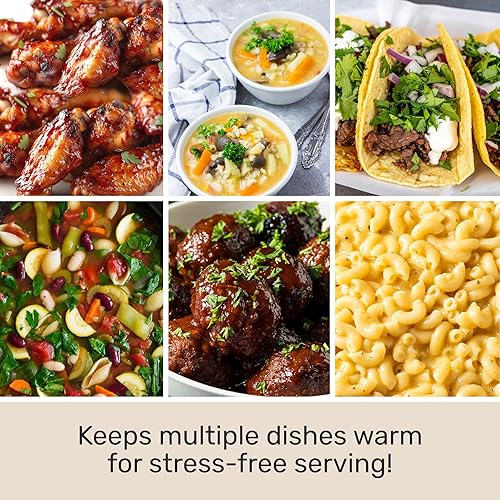 Miniatura 31 de HomeCraft HCBS15SS - Bandeja de cocción lenta y calentadora de acero inoxidable de 3 estaciones de 1.5 cuartos de galón, temperatura ajustable