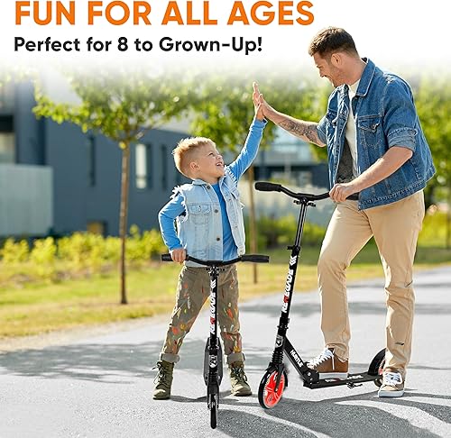 Miniatura 4 de Hurtle Renegade Kick Scooter for Kids, Teenagers & Adults - 2-Wheel Folding Scooter with Adjustable T-Bar Handlebar - Alloy Anti-Slip Deck Negro