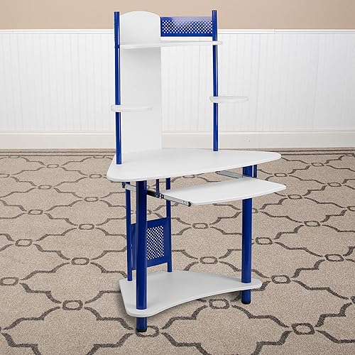Miniatura 2 de Flash Furniture Walker - Escritorio esquinero para computadora con gabinete Azul y blanco,Rosado y blanco,https://www.amazon.com/dp/undefined