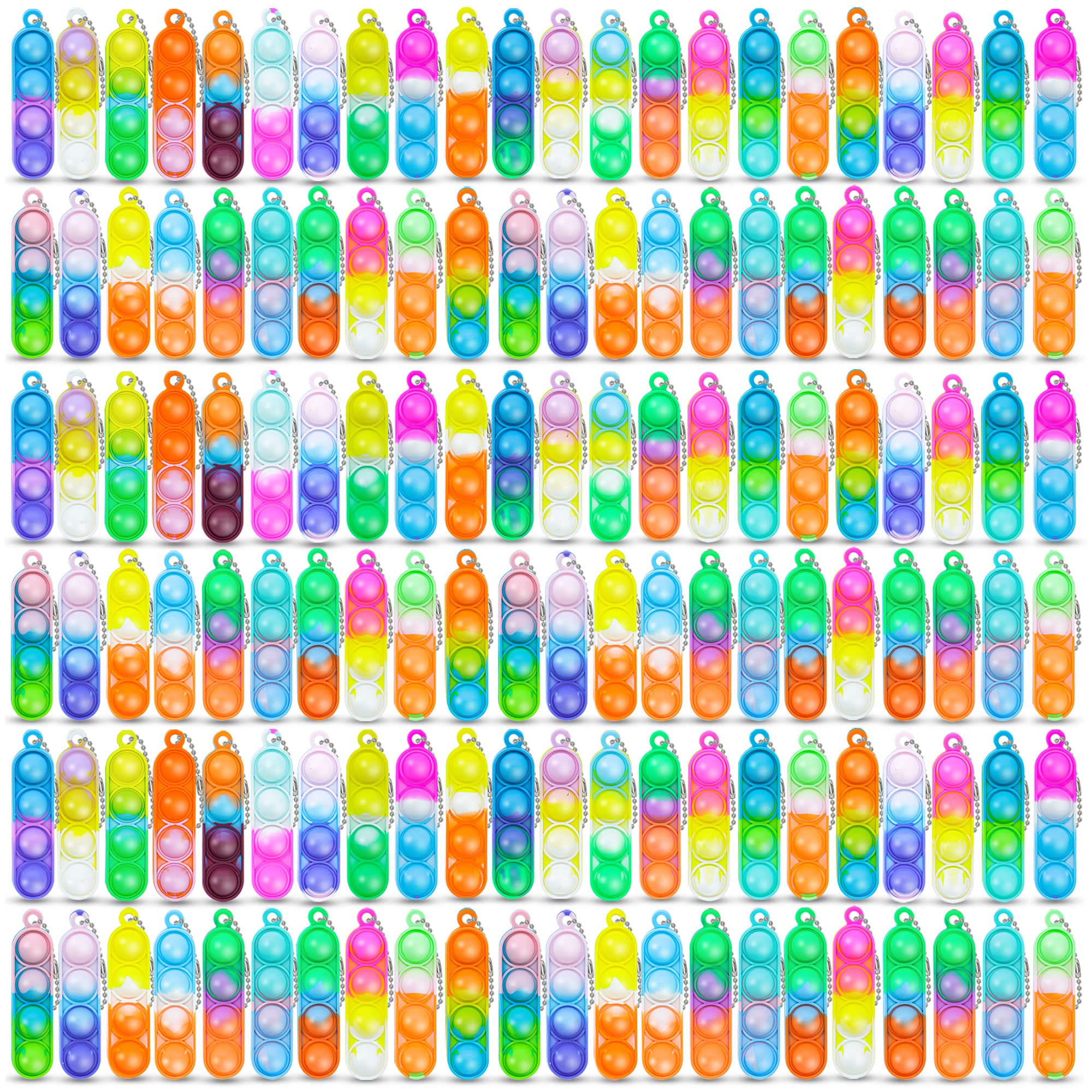 200Pcs Fidget Toys Bulk Party Favors for Kids Bulk Mini Pop Keychain Sensory Toys Stocking Pinata Stuffers Birthday Carnival Treasure Classroom Prizes Toddler Toys Fidget Pack Stress Relief Toys