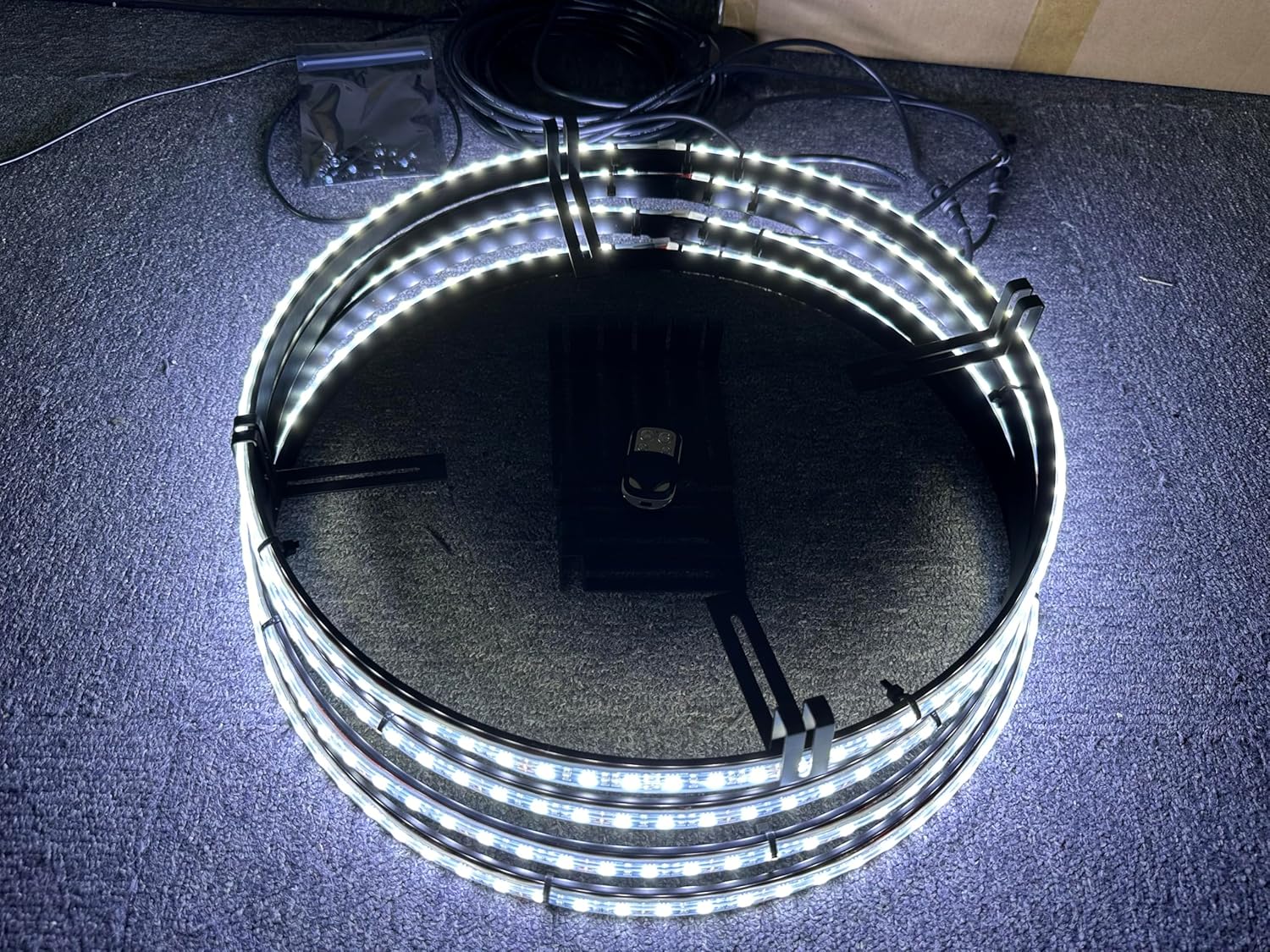 Black Base Sturdy Iron Rings 17.5'' Pure White Rim Lights for Car Truck Led Wheel Lights Switch/Remote Ctrl Solid White 336Leds Metal Ring Tire Lights Offroad Lighting