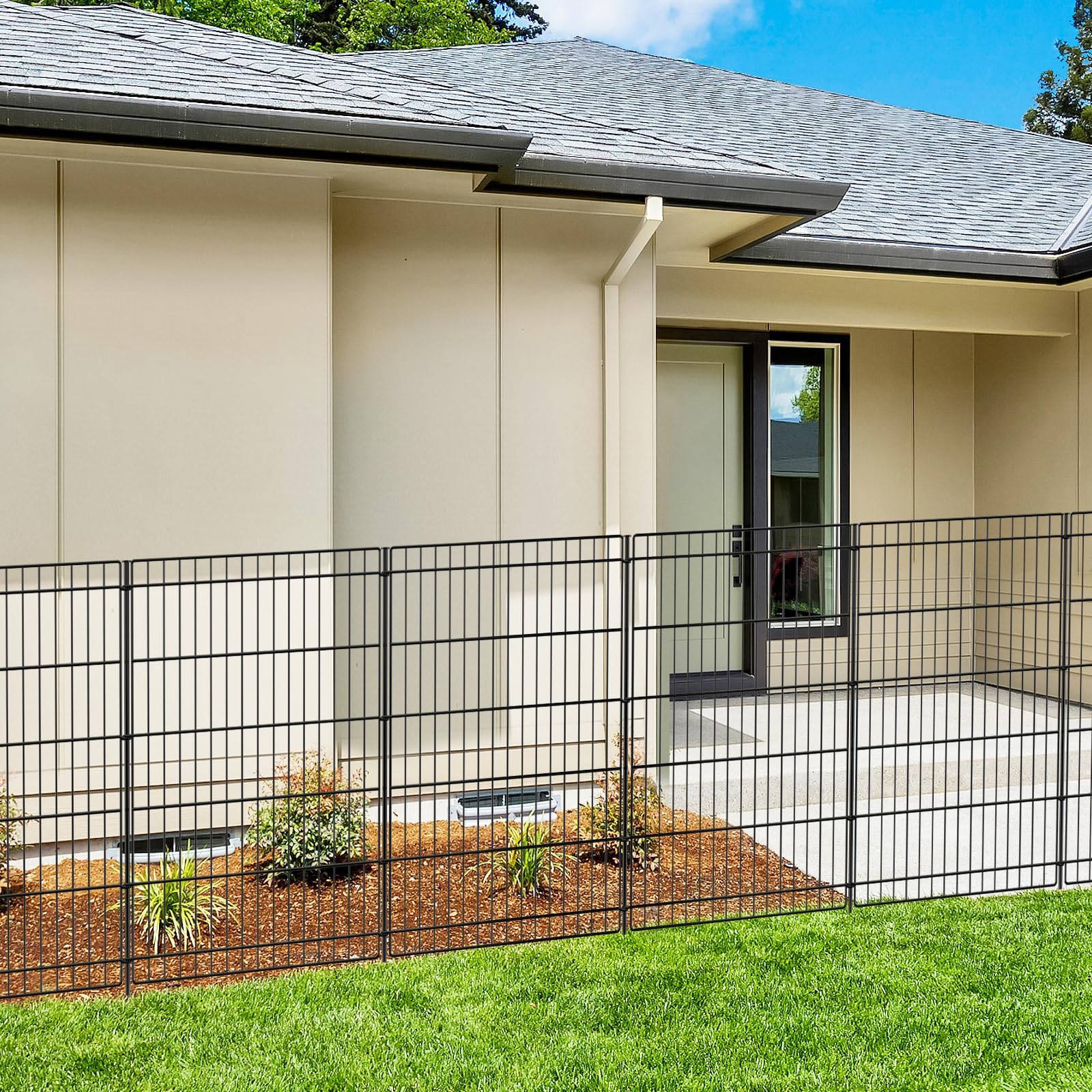 INJOPEXI Garden Fence Outdoor 6 Panels 13ft (L)×36in (H) Decorative Garden Fences with 6 Panels Rustproof Wire No Dig Metal Animal Barrier Dog Rabbit Fencing for Yard Lawn Patio - Without Fence Gate