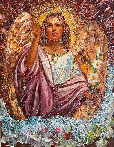 "Archangel Gabriel" 7,5x 5,5 Collectible, Hand-Painted Icon On Wood Panel - Alexander and Vera Antanenka, with Certificate Of Authenticity