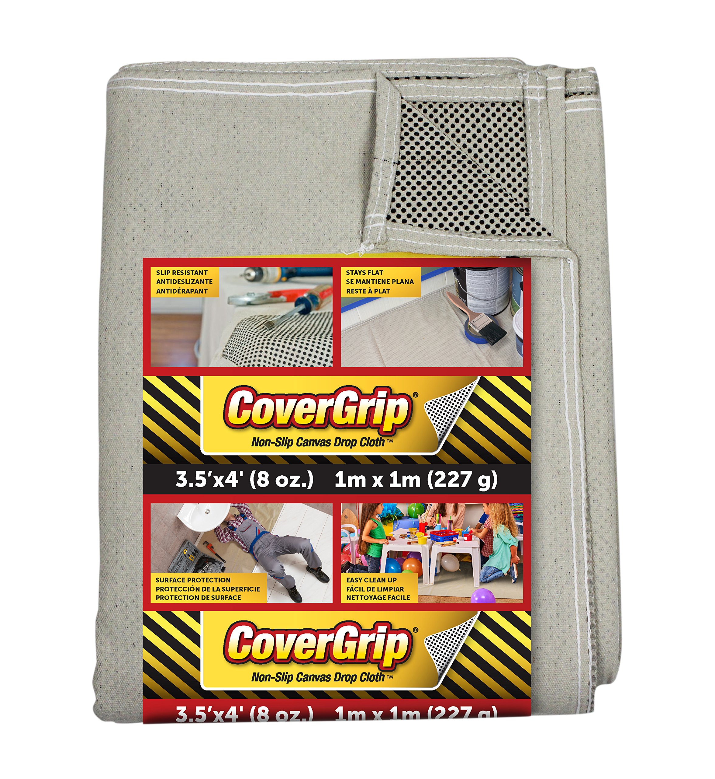 CoverGrip Quick Drop 8 Oz Canvas Safety Drop Cloth, 3.5' x 4', (Pack of 6)